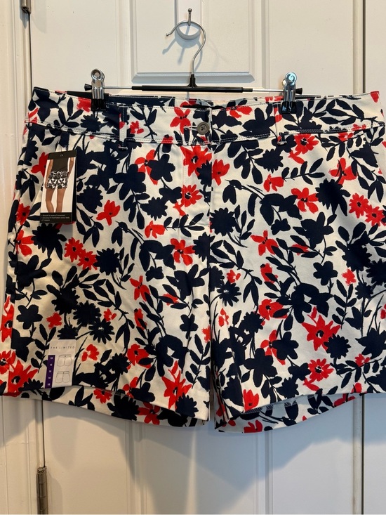 The Limited Pants - The Limited Red & Navy Floral Cotton Shorts NWT